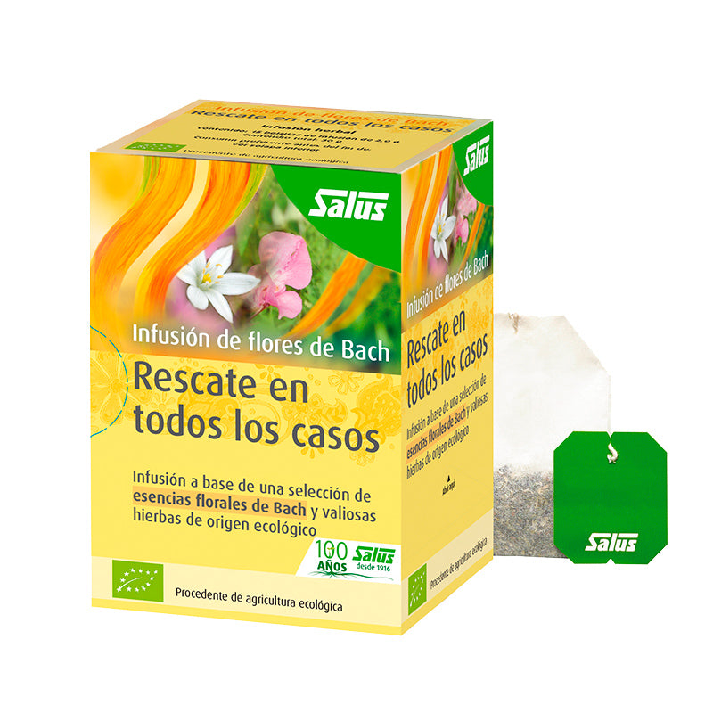 Flores de Bach Rescate en todos los casos, 30 g, 15 bolsitas de SalusFlora, flores secas y bolsitas para remedios naturales