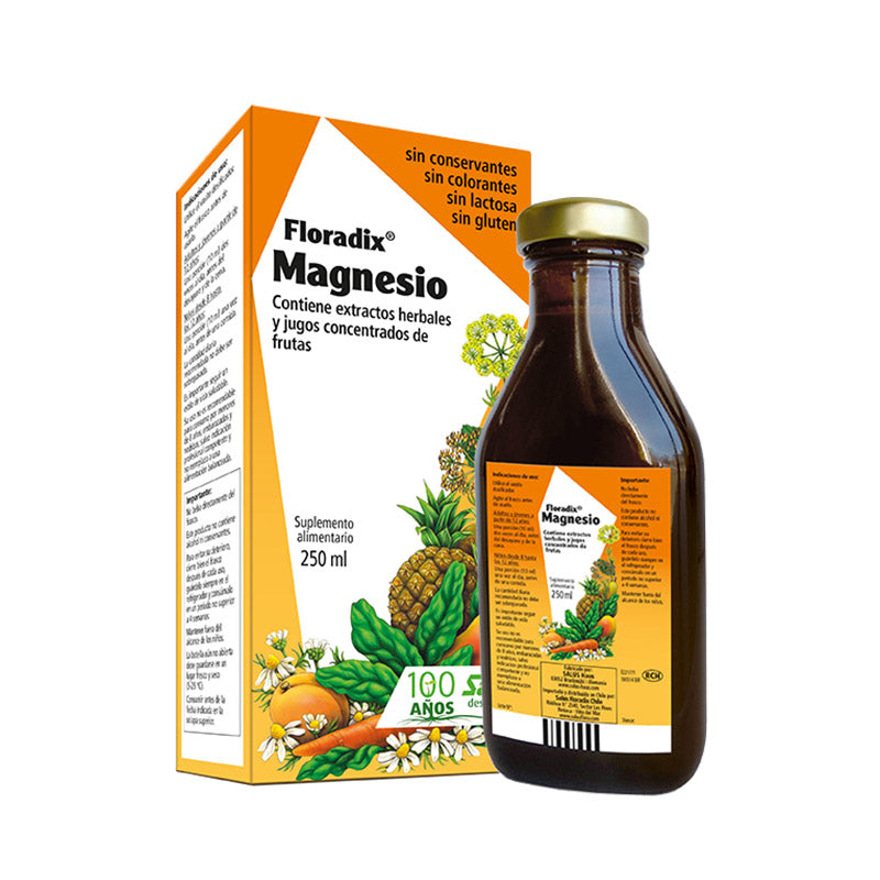 Imagen de frasco de Magnesio SalusFlora de 250 ml, líquido transparente para uso en bienestar y salud natural.